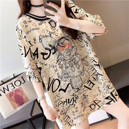 着せ   バックオープン Tシャツ ゆったり半袖 ＜F-2920＞