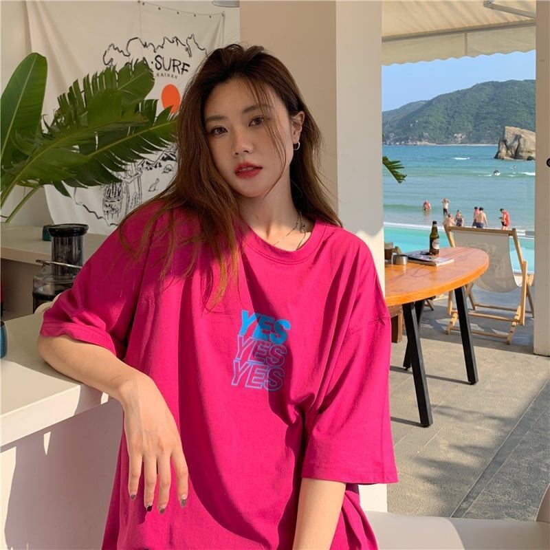 着心地良い   アルファベット Tシャツ ゆったり半袖 ＜F-2851＞
