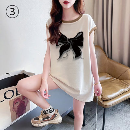 超人気 プリント全4色 軽い生地が夏にぴったり！ ノースリーブ Tシャツ カットソー＜F-9075＞