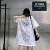 売り切れ必至 ゆったり ファッション感満々 ロング丈 3色半袖Tシャツ＜F-9086＞