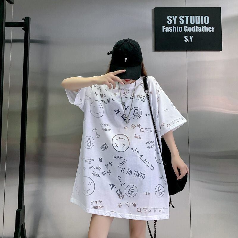 売り切れ必至 ゆったり ファッション感満々 ロング丈 3色半袖Tシャツ＜F-9086＞