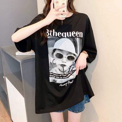 話題沸騰中 レース アバンギャルド 切り替え ホットダイヤモンド 3色選択 半袖Tシャツ＜F-8547＞