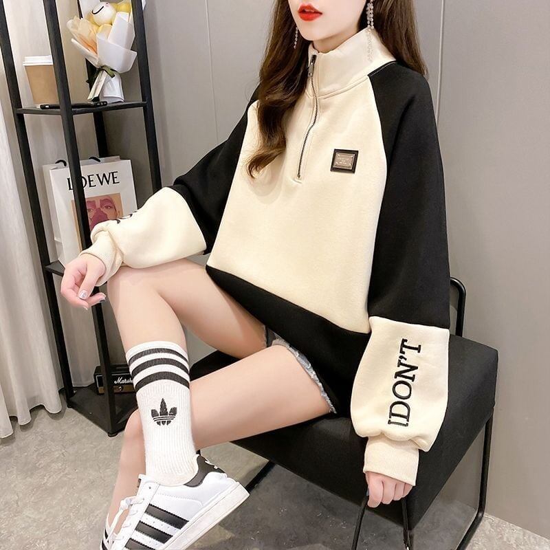 【裏起毛】切り替えハイネックトレーナー全3色厚手スウェット<F-4722>