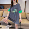 韓国系   ラウンドネック Tシャツ ゆったり半袖 ＜F-2988＞