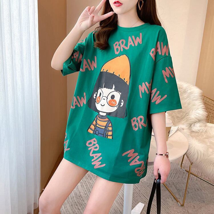 新商品 ラウンドネック 好感度満載 プリント Tシャツ カットソー＜F-8477＞