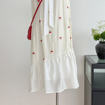 フルーツ刺繍 襟リボン ワンピース F-13225