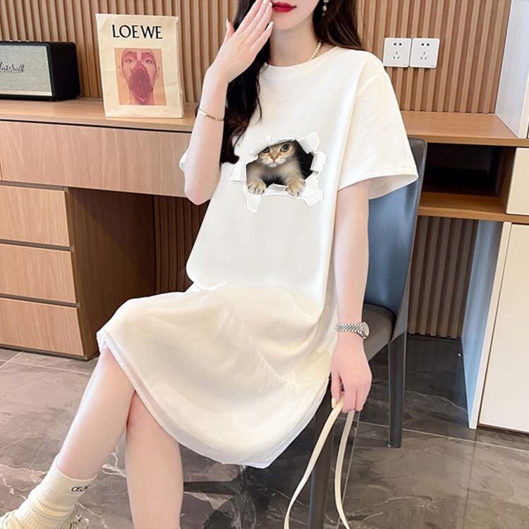 絶対欲しい ネコ カジュアル デザイン ゆったり 半袖 Tシャツ＜F-8658＞