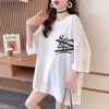 【人気商品再入荷！】   デザイン個性ゆったりミドル丈半袖Tシャツ<F-3036>