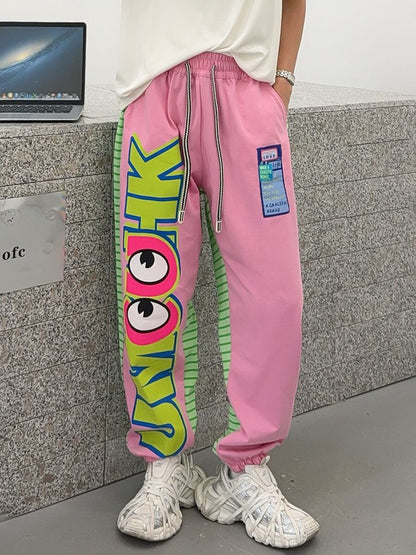 主役級 オシャレ 都市ファッショ デザイン 切り替え 2色 ジョガーパンツ <F-11375>