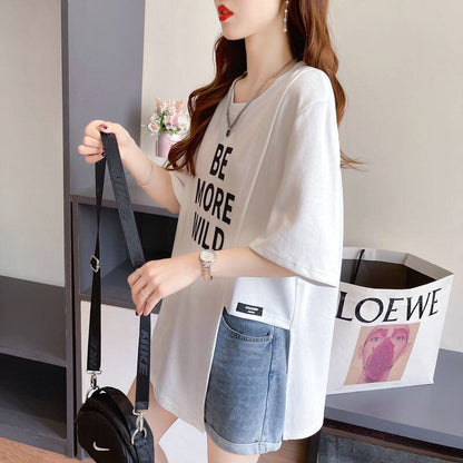 今季マストバイ タイルアップ ファッション感満々 プリント 4色選択 半袖Tシャツ＜F-9245＞