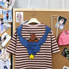売れ筋 上質 ボーダー ゆったり Tシャツ F-13440