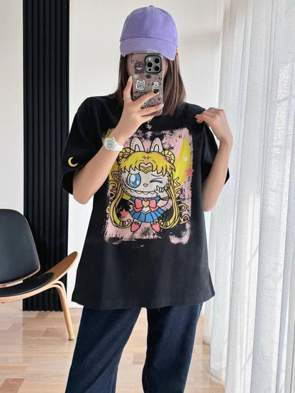 今季も大流行 ゆったり 刺?ロゴ ユニセックス 全3色 半袖 Tシャツ <F-4852>