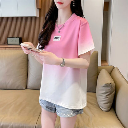 新商品 カジュアル グラデーション プリント 全3色 半袖TシャツF-9214