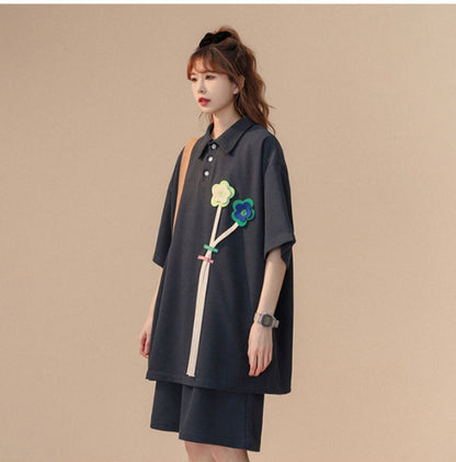 期間限定 ゆったり感アップ ファッション Tシャツ＋ショートパンツ セットアップ＜F-8679＞