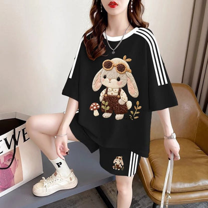 大人カジュアル プリント Tシャツ＋パンツ セットアップ F-13235
