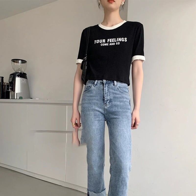 ゆったり感アップ アルファベット ファッション Tシャツ カットソー＜F-3077＞