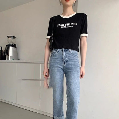 ゆったり感アップ アルファベット ファッション Tシャツ カットソー＜F-3077＞