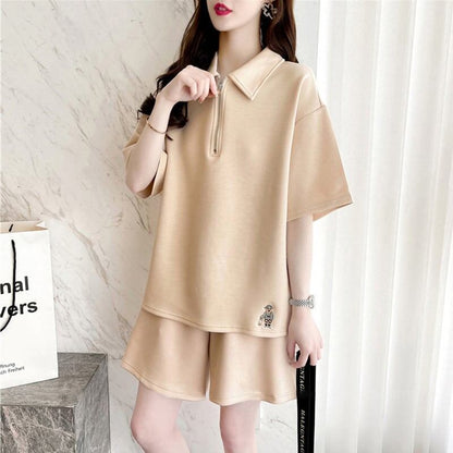 ファッション 切り替え ゆったり感アップ Tシャツ＋ショートパンツ セットアップ＜F-3616＞