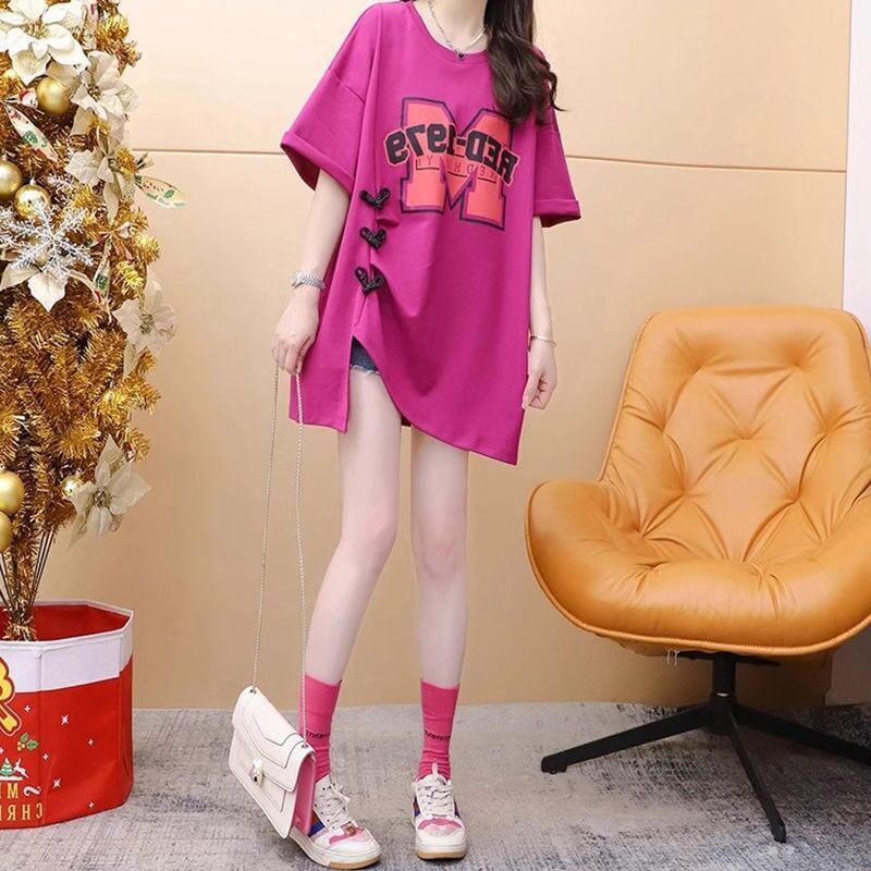 超人気 特別デザイン 美人度アップ ゆったり二色 半袖Tシャツ＜F-8038＞