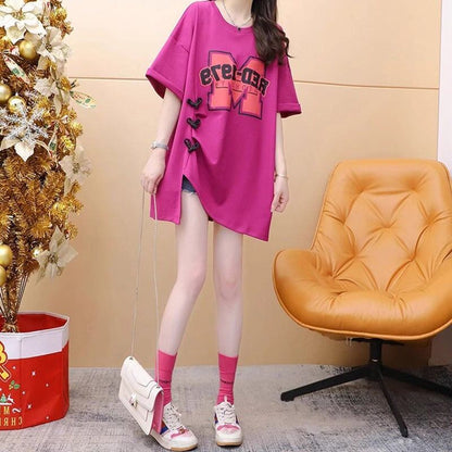 超人気 特別デザイン 美人度アップ ゆったり二色 半袖Tシャツ＜F-8038＞