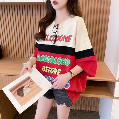 キュート 早い者勝ち 絶対流行 カジュアル 2色選択 Tシャツ<F-11134>