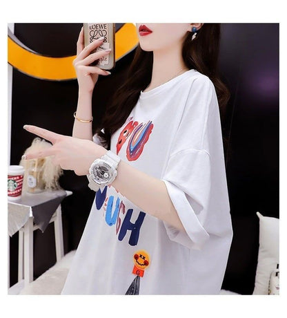 ストリートトレンド韓国風コットン半袖Tシャツ<F-2962>