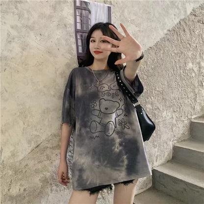 期間限定 個性派 超人気 絞り染め ゆったり 3種選択可 半袖 Tシャツ＜F-8773＞