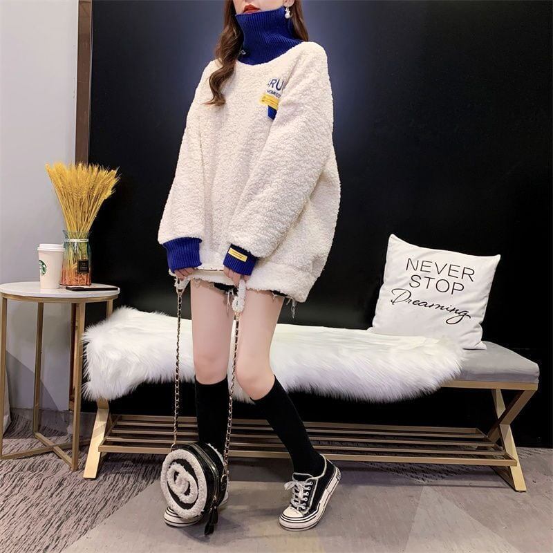 もこもこハイネックボアトレーナー全3色厚手スウェット<F-4394>