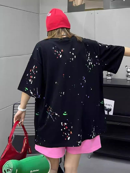 早い者勝ち   ファッション 落書き風 プリント半袖Tシャツ 全3色<F-4913>