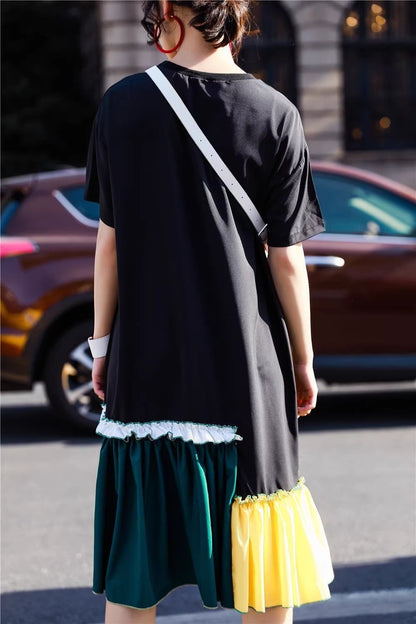 トレンドのゆったりとした快適なプラスサイズのスプライシング   T