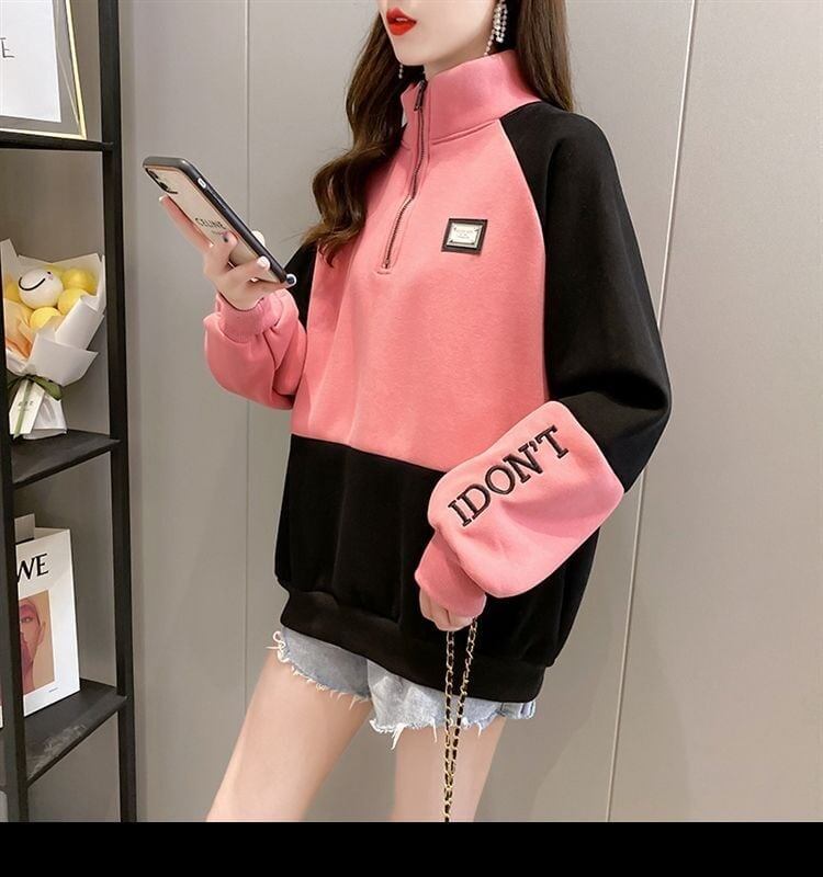 【裏起毛】切り替えハイネックトレーナー全3色厚手スウェット<F-4722>
