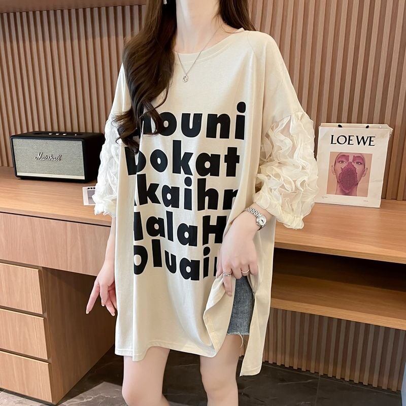 ファッション 切り替え 個性派 プリント 3色選択 半袖Tシャツ＜F-8548＞