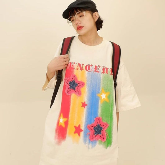 話題沸騰中 目を奪われる 流行新作 個性的なデザイン 2色選択 半袖 Tシャツ F-9309