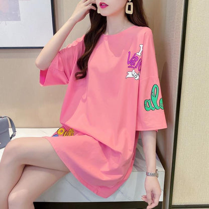 新商品 プリント ファッション ゆったり 全4色 半袖 Tシャツ＜F-11443＞