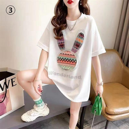 話題沸騰中 ファッション スウィート プリント 半袖TシャツF-8517