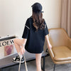 美人度アップ   ワッフル ロング Tシャツ ゆったり半袖 ＜F-2930＞