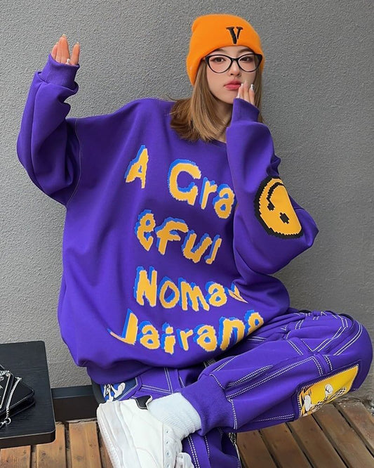 超人気 個性派 ファッション 海外トレンド 裏起毛 スウェットF-6279
