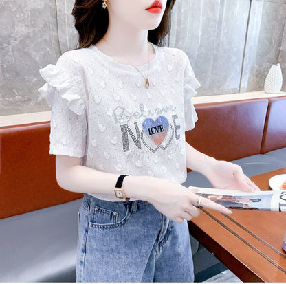 新商品 大人可愛い 話題沸騰中 ホットダイヤモンド 全3色 半袖TシャツF-8868