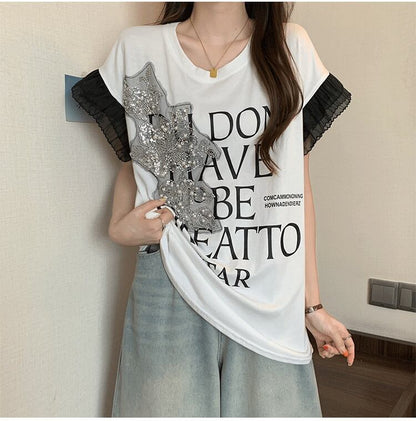 大好評 特別デザイン 着回し力抜群 ゆったり 全2色 半袖Tシャツ＜F-8826＞