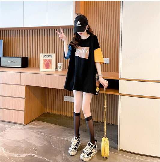 遊び心溢れるキュートなデザインのレディースゆったり半袖Tシャツ<F-2855>