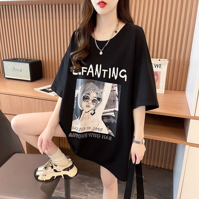 質感のいい 半袖 ラウンドネック Tシャツ ワンピース ＜F-8638＞