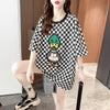 新商品 プリントTシャツ チェック柄 ゆったり半袖＜F-8694＞