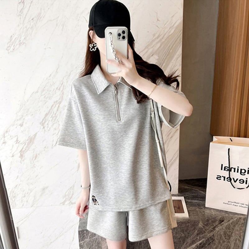 ファッション 切り替え ゆったり感アップ Tシャツ＋ショートパンツ セットアップ＜F-3616＞
