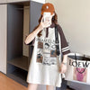 早い者勝ち   POLOネック ロング ラグランTシャツ ゆったりワンピース＜F-4027＞