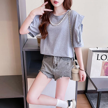 売り切れ必至 簡潔 個性派 ファッション 全3色 半袖Tシャツ<F-8514>