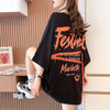 デザイン個性ゆったりミドル丈半袖TシャツF-3036