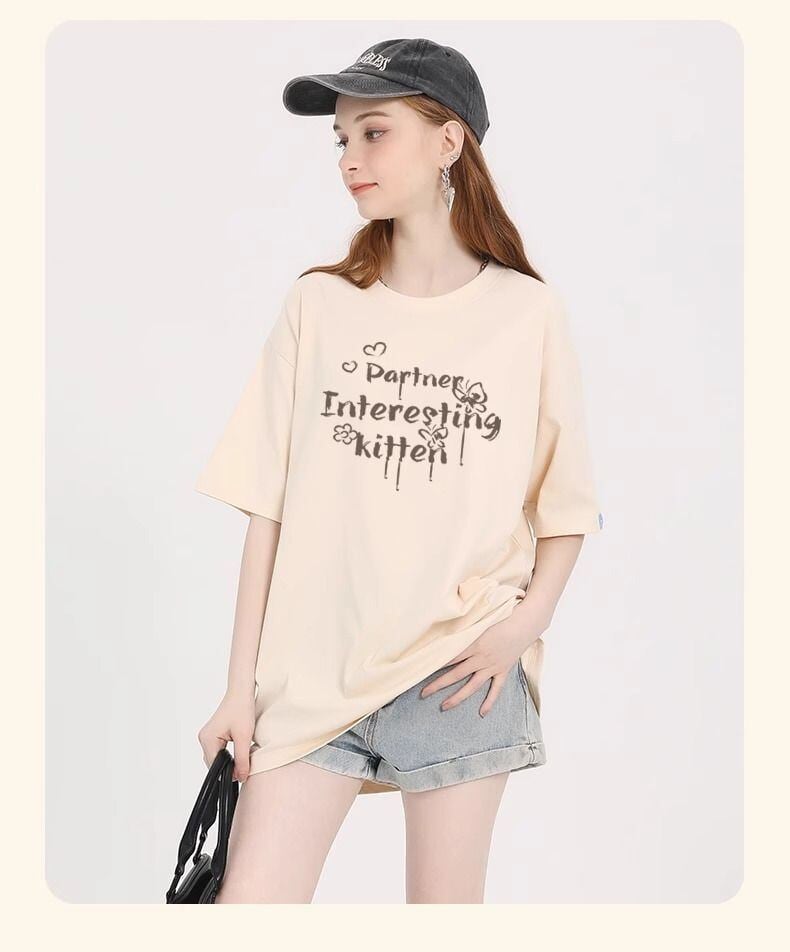 おすすめ 感満々 柔らかくて優しい印象 タイルアップ プリント 4色選択 半袖Tシャツ＜F-9317＞