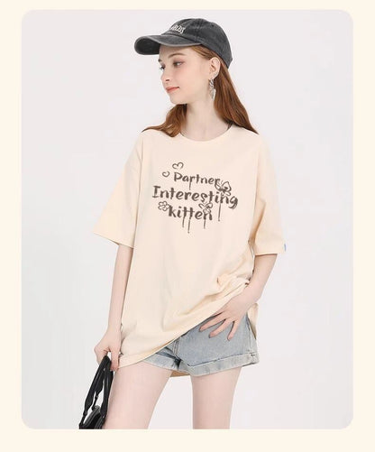 おすすめ 感満々 柔らかくて優しい印象 タイルアップ プリント 4色選択 半袖Tシャツ＜F-9317＞