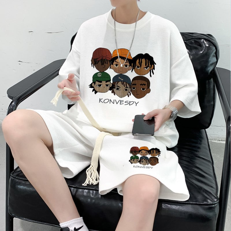 大注目 組み合わせやすい　半袖 Tシャツ＋パンツ 4色　セットアップ F-13149