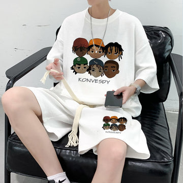 大注目 組み合わせやすい　半袖 Tシャツ＋パンツ 4色　セットアップ F-13149